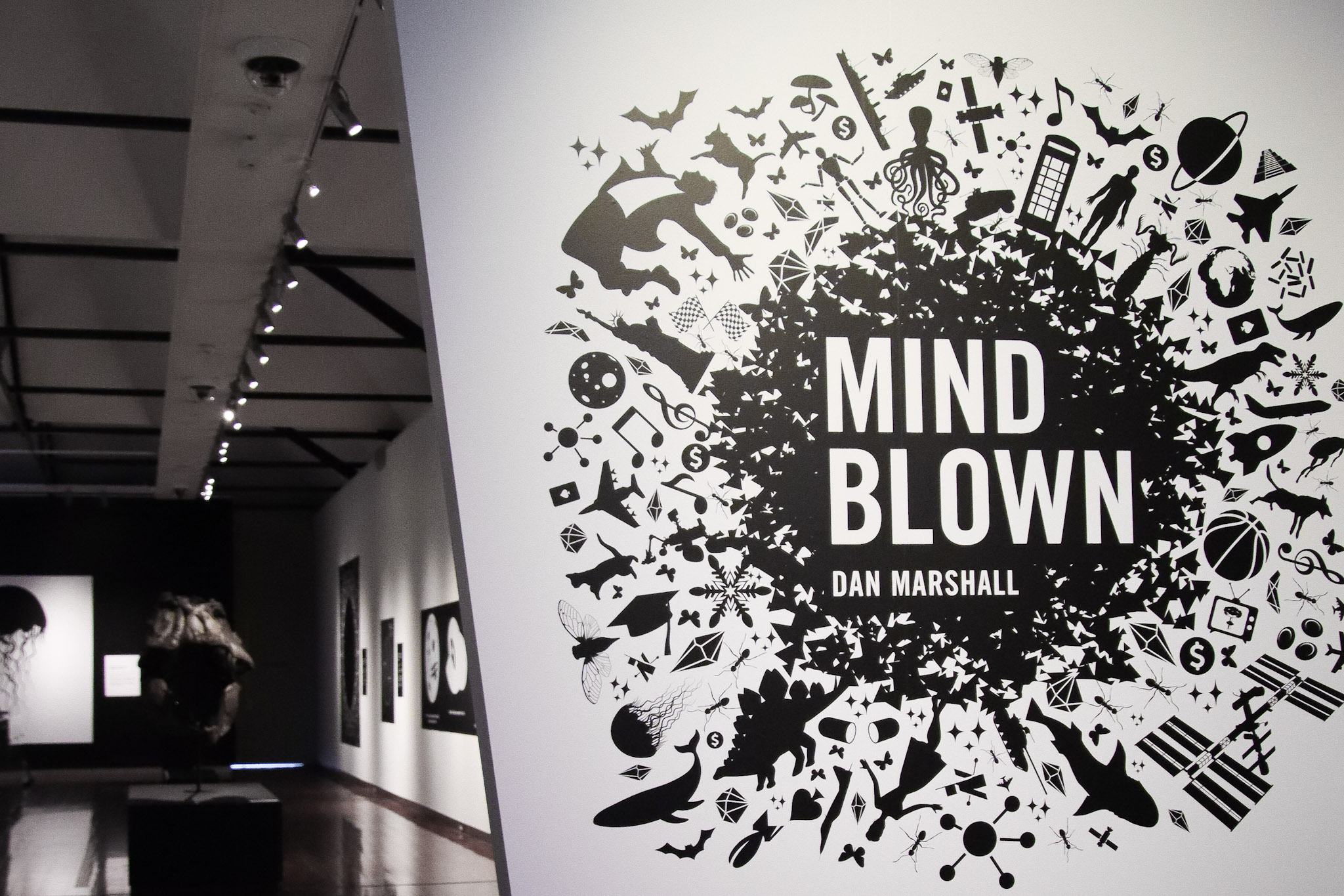 The entrance to the Mind Blown exhibition in the John Lees Atrium